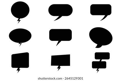 bit pixel speech bubbles and dialog boxes. Message icons for computer game. Vector illustration.