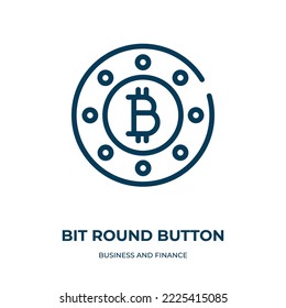 Bit round button icon. Linear vector illustration from business and finance collection. Outline bit round button icon vector. Thin line symbol for use on web and mobile apps, logo, print media.
