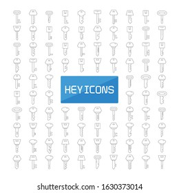 bit set of key thin line icons vector