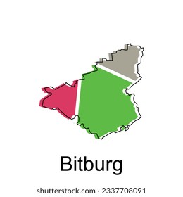 Bitburg map, colorful outline regions of the German country. Vector illustration template design