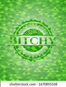 Bitchy green mosaic emblem. Vector Illustration. Detailed.