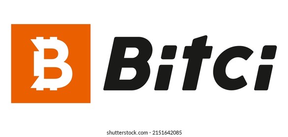 Criptodivisa de Bitcicoin con logotipo BITCI con tipografía. Ilustración vectorial del logotipo criptográfico de la marca de moneda digital. 