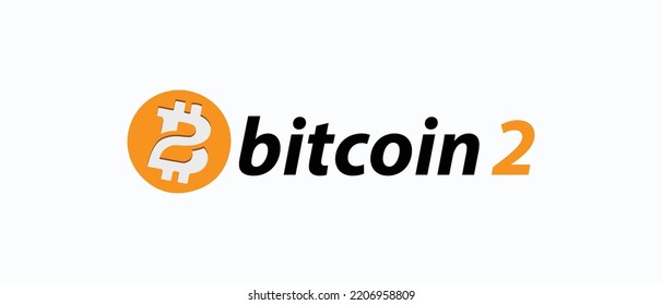 BITCOIN 2 cryptocurrency BTC2 Coin, Cryptocurrency logo on isolated background with text. vector illustration of Bitcoin 2, BTC2  banner design concept.