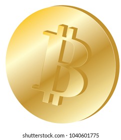 Bitcoin. 3D isometric Physical bit coin. Digital currency. Golden coins with bitcoin symbol isolated on white background. Stock vector illustration