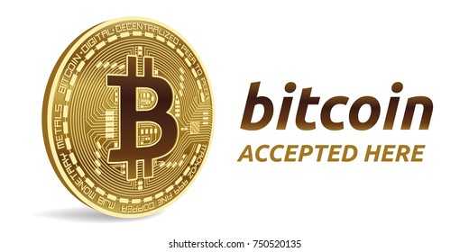 Bitcoin. 3D isometric Physical bit coin. Digital currency. Cryptocurrency. Golden coin with bitcoin symbol isolated on white background. Stock vector illustration