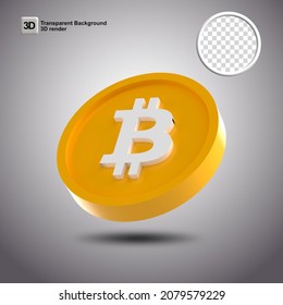 Bitcoin 3D model render transparent