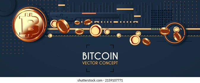 Bitcoin. símbolo 3D de dinero criptográfico. Fondo de criptografía.