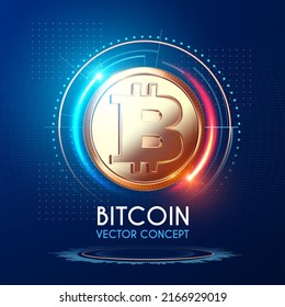 Bitcoin. 3D render crypto money symbol with light effects. Cryptocurrency coin