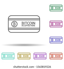 Bitcoin accepted here multi color icon. Simple thin line, outline vector of bitcoin blockchain icons for ui and ux, website or mobile application