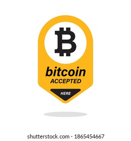 Bitcoin accepted here sign isolated on white background vector illustration.