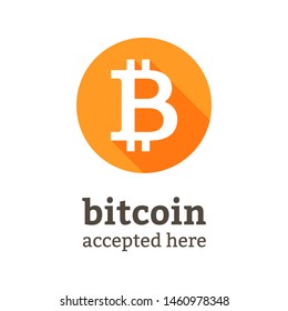 Bitcoin accepted here web banner isolated on white background