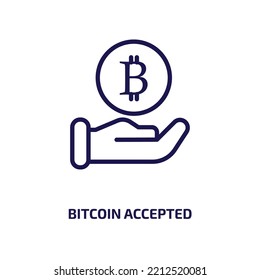 bitcoin accepted icon from cryptocurrency collection. Thin linear bitcoin accepted, bitcoin, crypto outline icon isolated on white background. Line vector bitcoin accepted sign, symbol for web and 
