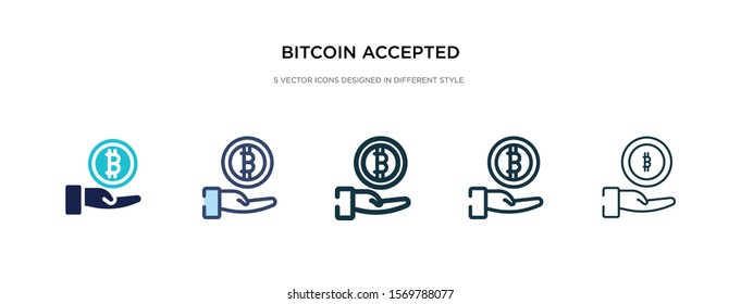 bitcoin accepted icon in different style vector illustration. two colored and black bitcoin accepted vector icons designed in filled, outline, line and stroke style can be used for web, mobile, ui