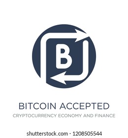 Bitcoin accepted icon. Trendy flat vector Bitcoin accepted icon on white background from Cryptocurrency economy and finance collection, vector illustration can be use for web and mobile, eps10