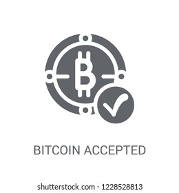 Bitcoin accepted icon. Trendy Bitcoin accepted logo concept on white background from Cryptocurrency economy and finance collection. Suitable for use on web apps, mobile apps and print media.