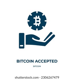 bitcoin accepted vector icon. bitcoin accepted, business, virtual filled icons from flat bitcoin concept. Isolated black glyph icon, vector illustration symbol element for web design and mobile apps