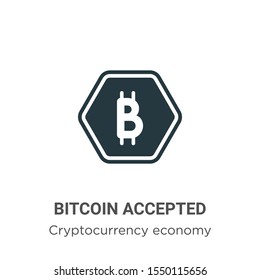 Bitcoin accepted vector icon on white background. Flat vector bitcoin accepted icon symbol sign from modern cryptocurrency economy and finance collection for mobile concept and web apps design.