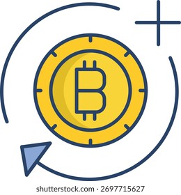 bitcoin add linear color icon design