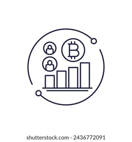 bitcoin adoption, users line icon with a graph
