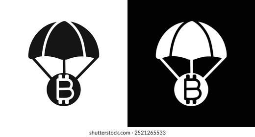 Bitcoin ícone airdrop Ilustração de linha plana