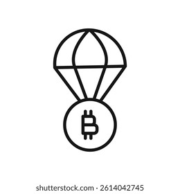 Bitcoin airdrop icon line art vector