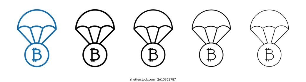 Bitcoin airdrop icon Outline vector logo for web ui