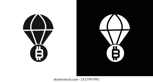 Bitcoin Airdrop Symbol Dünne Linie flache Illustration