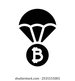 Diseño web de icono de airdrop de Bitcoin en Vector