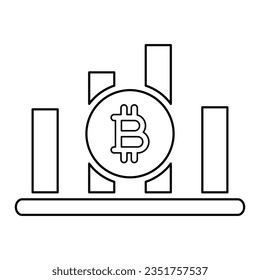 Bitcoin Analysis Icon In Outline Style
