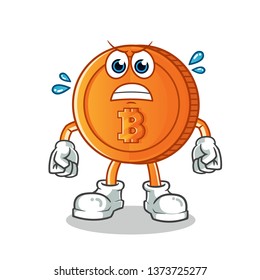bitcoin angry mascot vector cartoon illustration