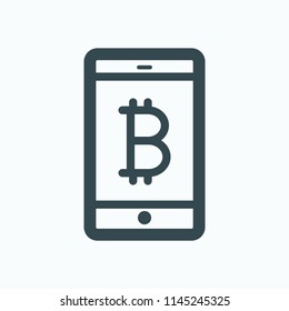 Bitcoin app icon. Digital crypto currency mobile app vector icon