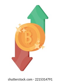 Bitcoin mit Pfeilen Kryptowährung