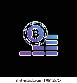 Bitcoin Ascending Coin blue gradient vector icon