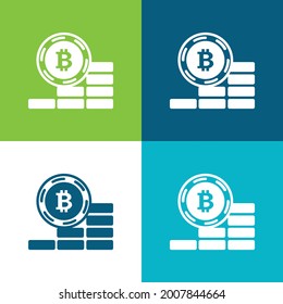 Bitcoin Ascend Coin Flat vier Farbe minimale Icon Set
