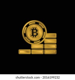 Bitcoin Ascending Coin gold plated metalic icon or logo vector