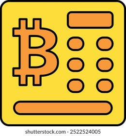 Bitcoin ATM Icon or Illustration for Cryptocurrency Cash Withdrawal and Deposit