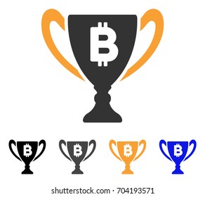 Bitcoin Award Cup icon. Vector illustration style is flat iconic symbol with black, grey, orange, blue color variants. Designed for web and software interfaces.