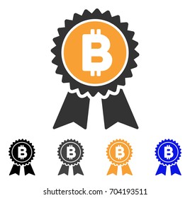 Bitcoin Award Seal icon. Vector illustration style is flat iconic symbol with black, grey, orange, blue color variants. Designed for web and software interfaces.
