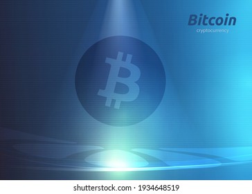 Criptodivisa de fondo bitcoin, luces brillantes modernas, vector azul
