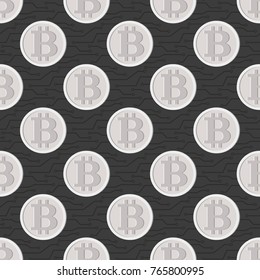 Bitcoin background pattern. Cryptocurrency  vector seamless pattern design 