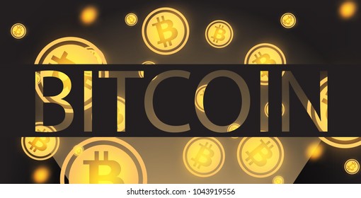 Bitcoin background Vector. Cryptocurrency coins falling illustration