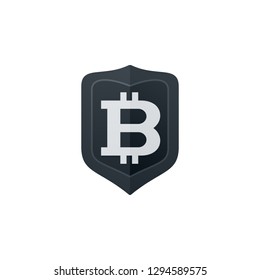 Bitcoin badge on white background. Currency icon design.