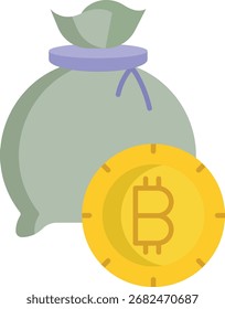 Diseño de icono plano de bolsa de bitcoin