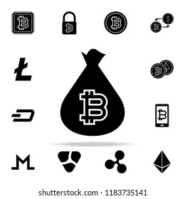 bitcoin in a bag icon. Crypto currency icons universal set for web and mobile on white background