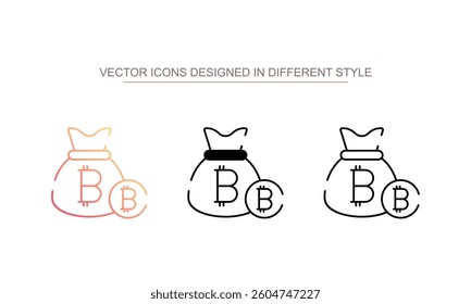 Bitcoin Bag icon design with white background stock illustration