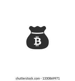 Bitcoin bag icon in simple design. Vector illustration.