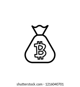 Bitcoin bag icon vector 