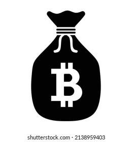 Bitcoin bag icon vector illustration isolated on white background. Cryptocurrency wallet flat style.
