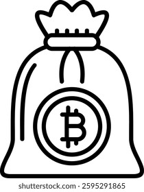 Bitcoin Bag Line Vector Icon Design