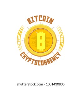 Bitcoin bage. Digital money. Blockchain, finance symbol. Cryptocurrency logo sign.